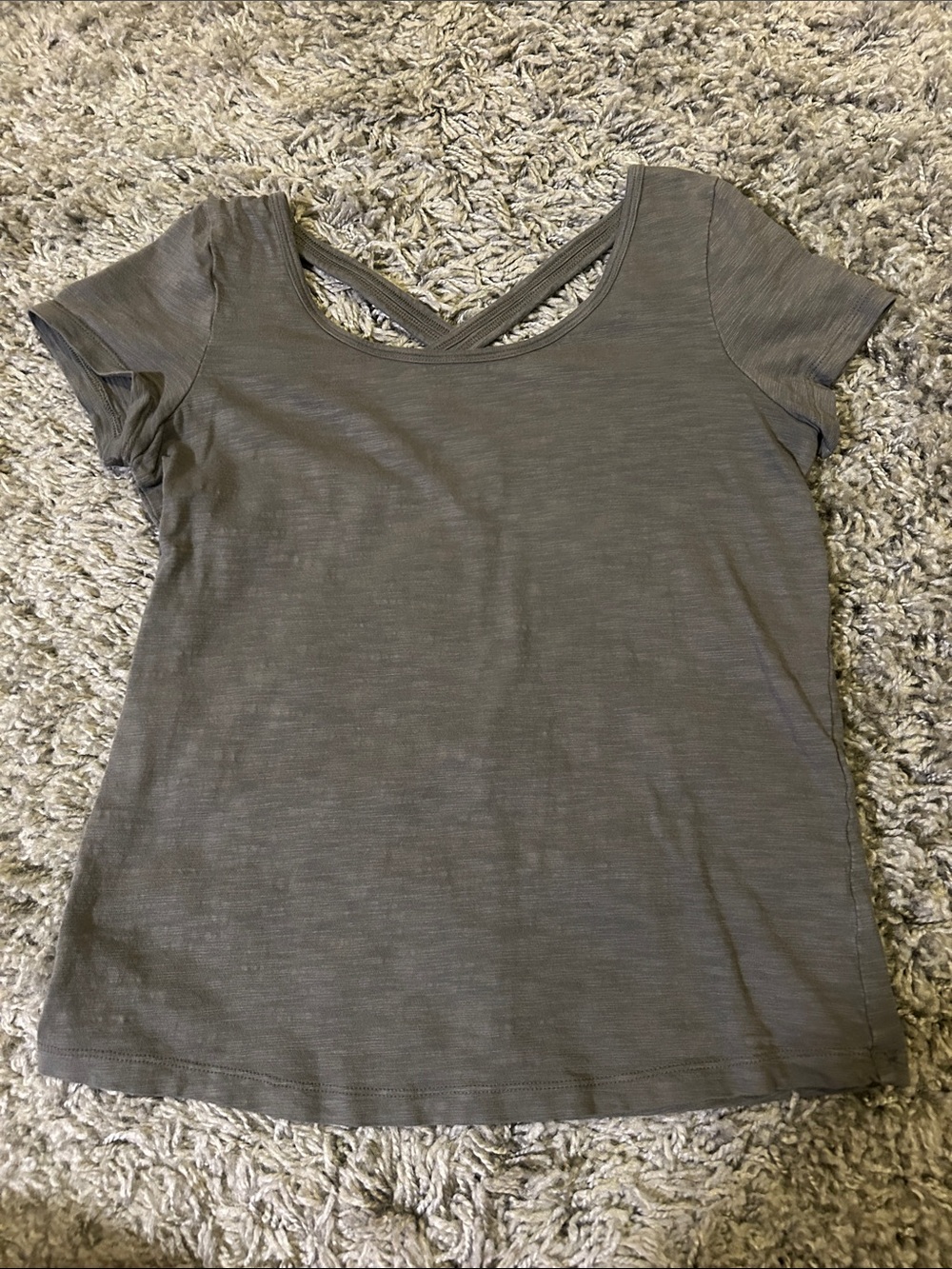 White House Black Market Olive Green Short-Sleeve Crossback Tee Size XS